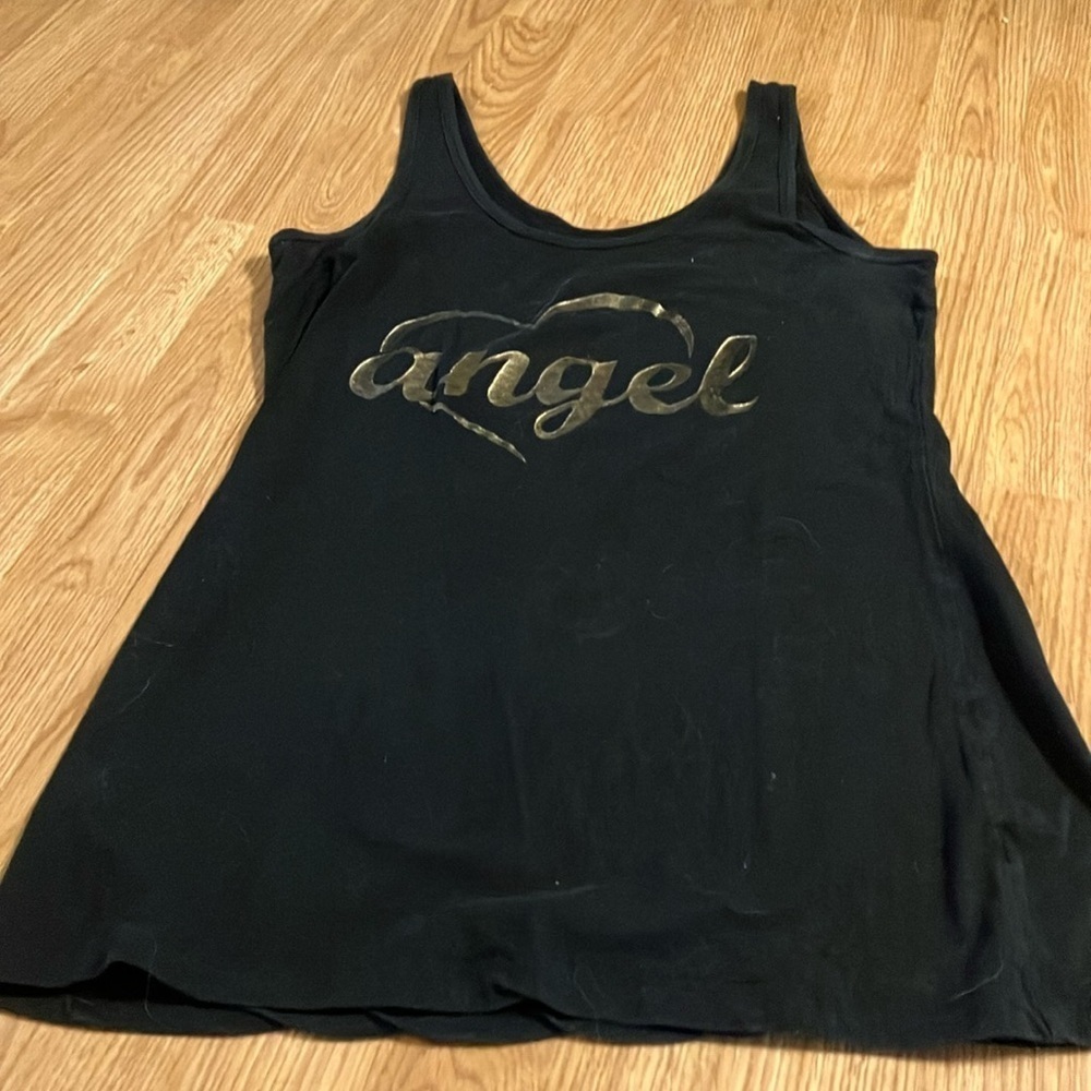 Women’s Juniors No Boundaries Black with Gold Angel Graphic Sz XL (15-17) GUC